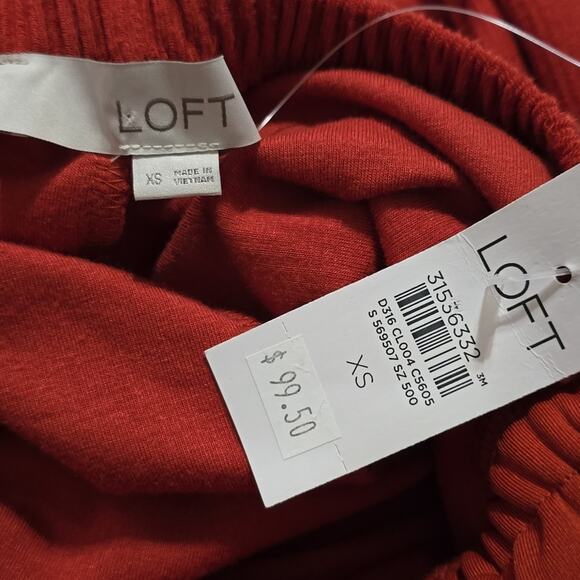 Loft Rust Red Orange Ribbed Sleeveless Tie-back Wrap Wide-Leg Jumpsuit Size XS - Picture 12 of 13